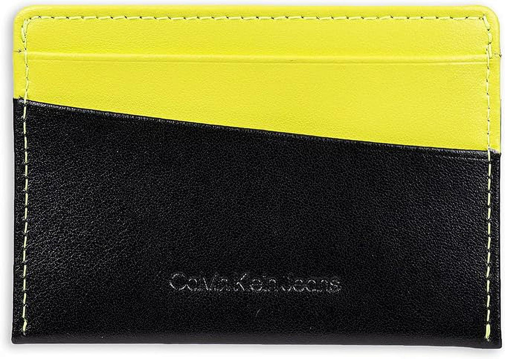 Card Case Open-Black/Yellow Men's Logo Klein Calvin Monogrammed
