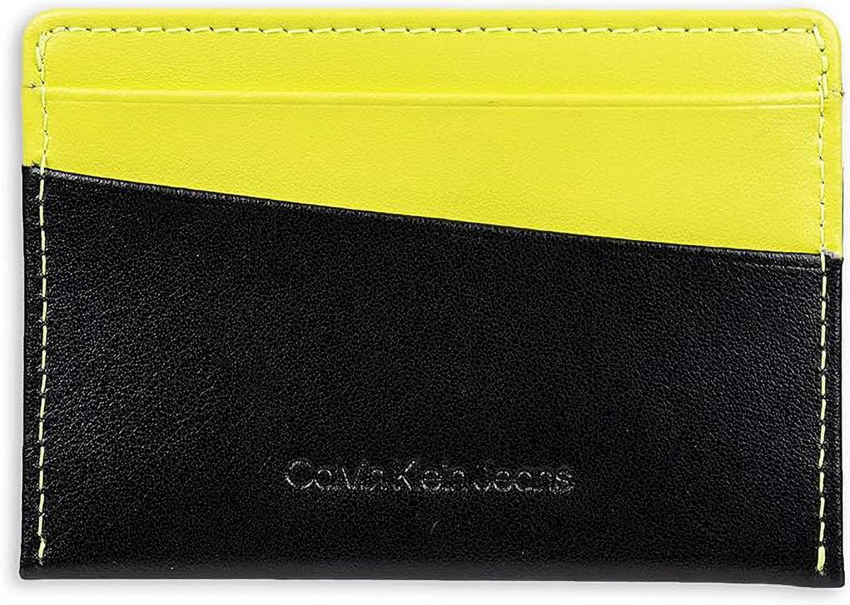 Card Case Open-Black/Yellow Men's Logo Klein Calvin Monogrammed