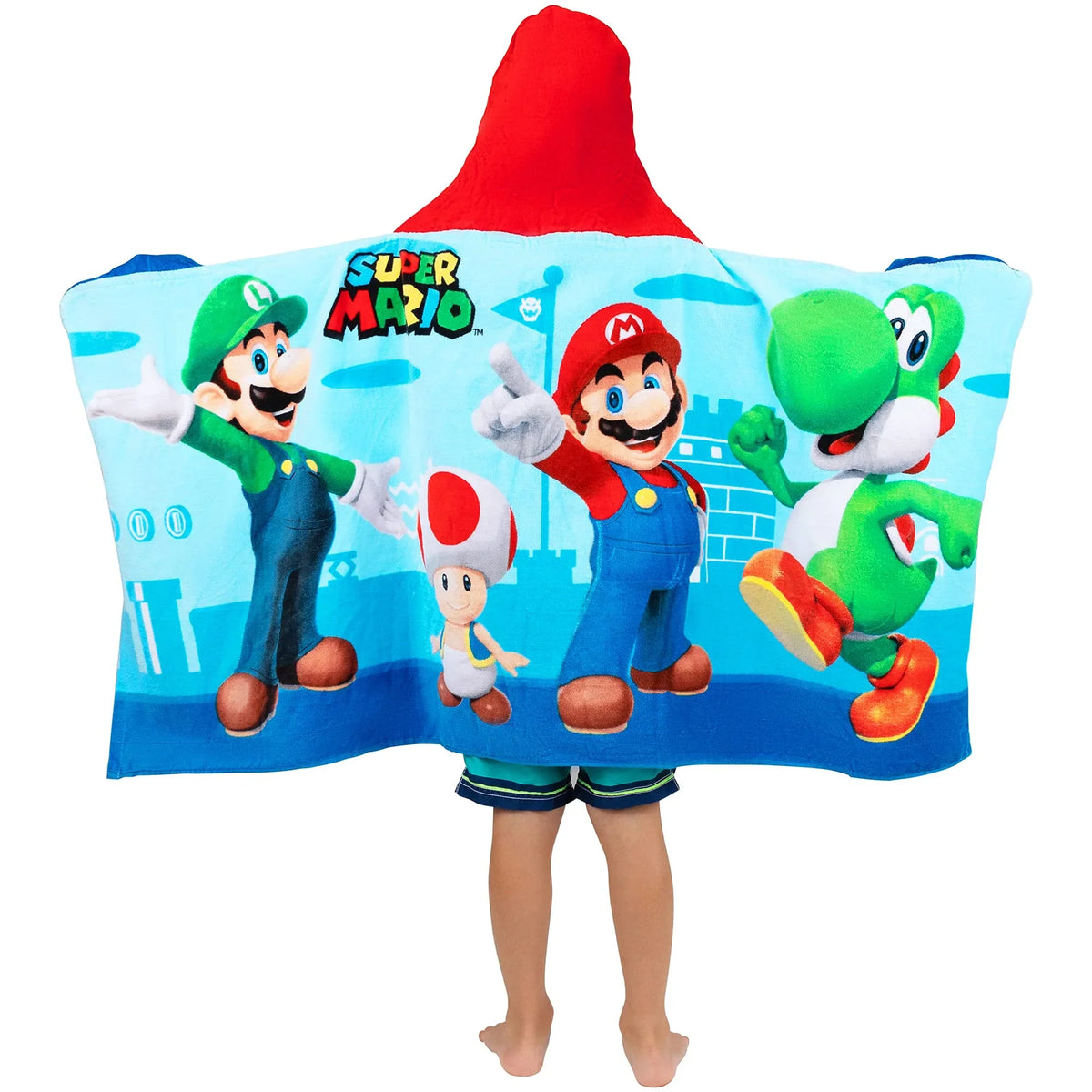 24 x Towel 50 Bath/Pool/Beach in, Super Wrap, Hooded Kids By Cotton Soft Terry Franco in Mario