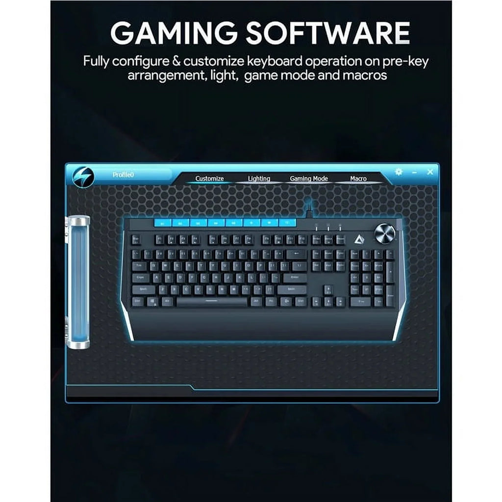 Mechanical 104key Button Keyboard with KMG17 Control AUKEY Volume Switches Blue
