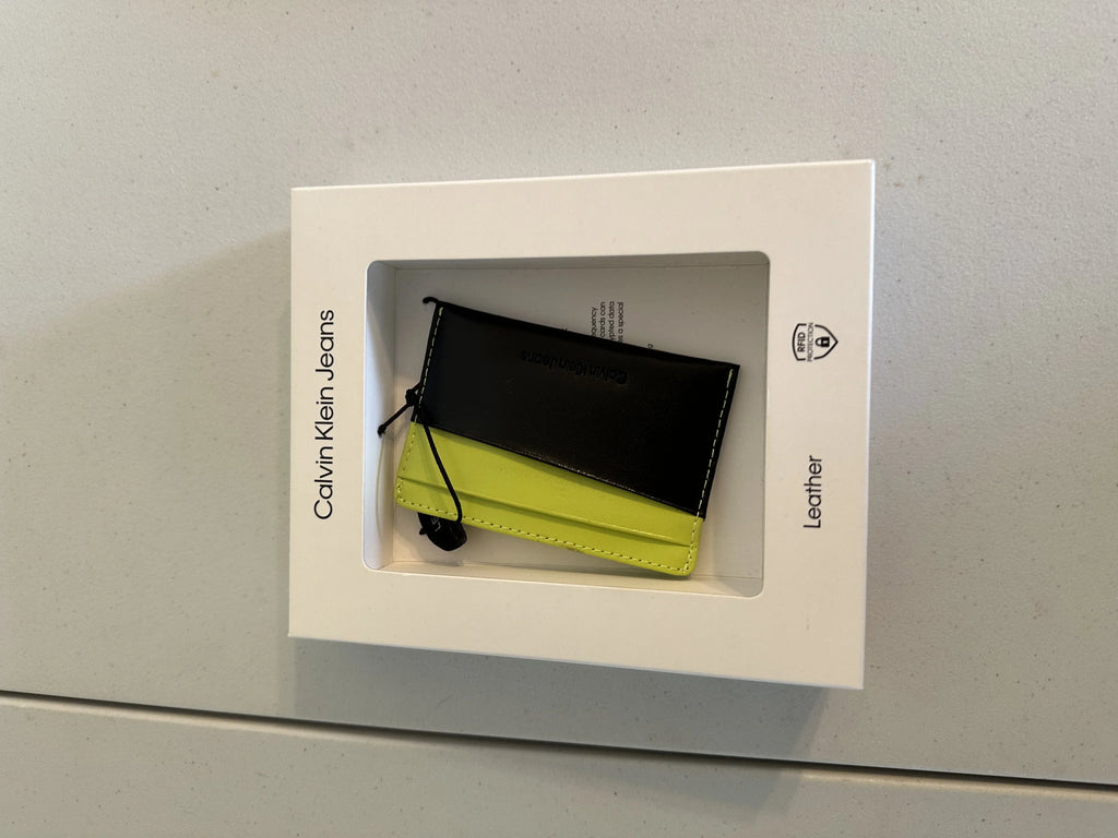 Card Case Open-Black/Yellow Men's Logo Klein Calvin Monogrammed