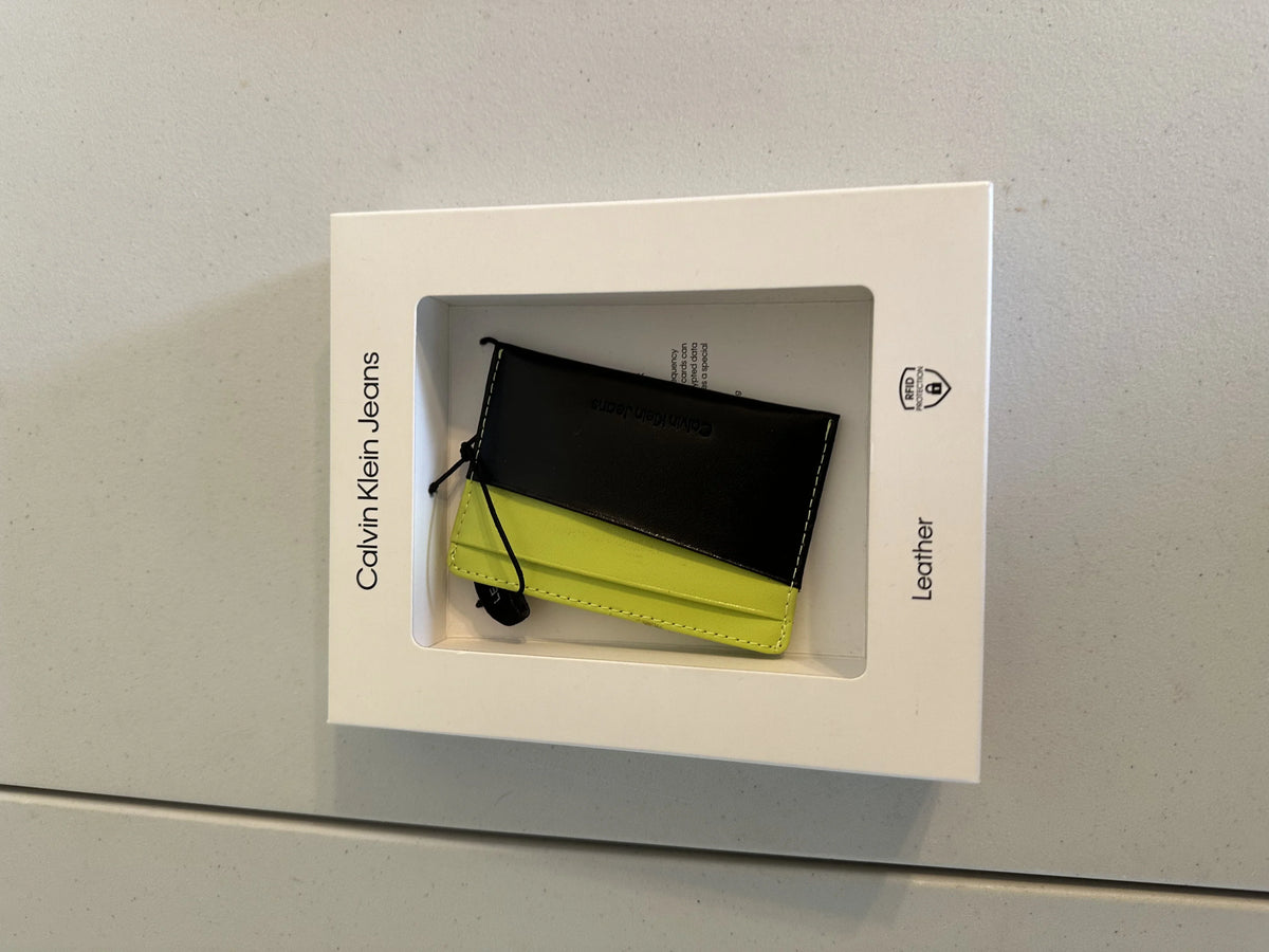 Card Case Open-Black/Yellow Men's Logo Klein Calvin Monogrammed