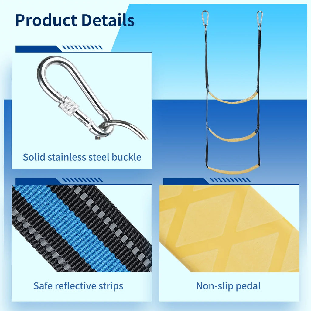 Canoeing, Climbing Folding Boarding Kayak, Motorboat Inflatable Rope Boat Ladder, Ladder, Boat, Rope Sailboat, for Marine Ladder Portable 3-Step