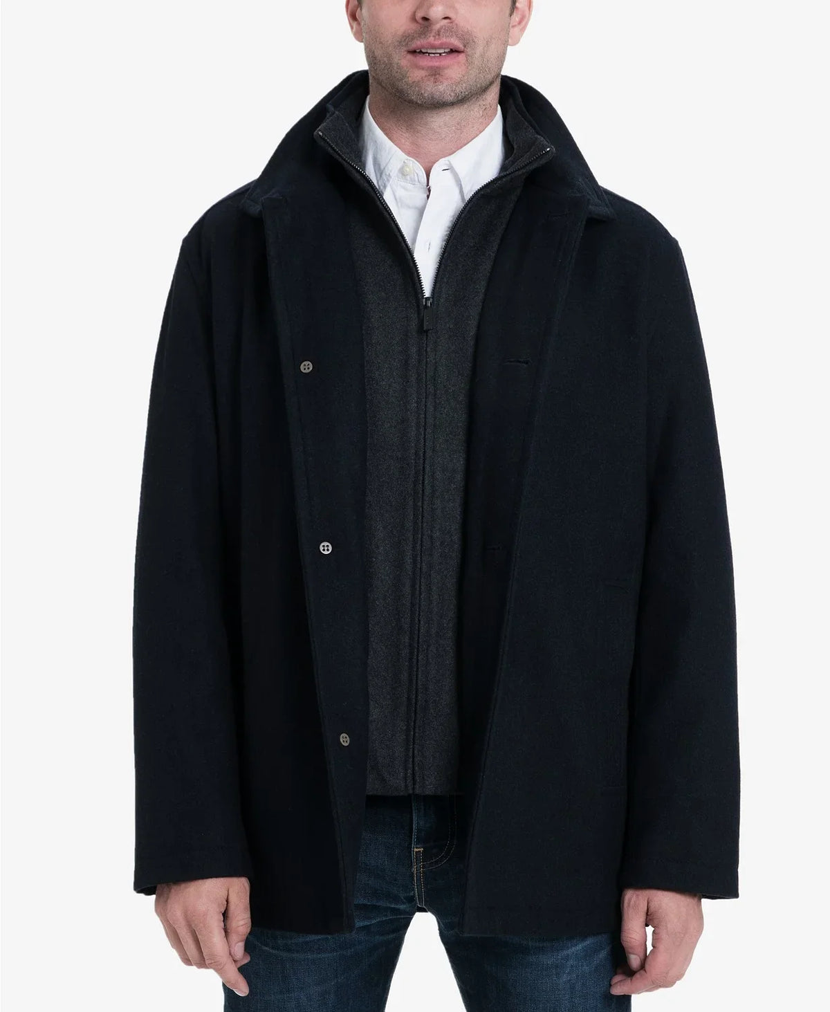 Button London Wool Coat, Fog Blend Front Men's XX-Large Car Charcoal,