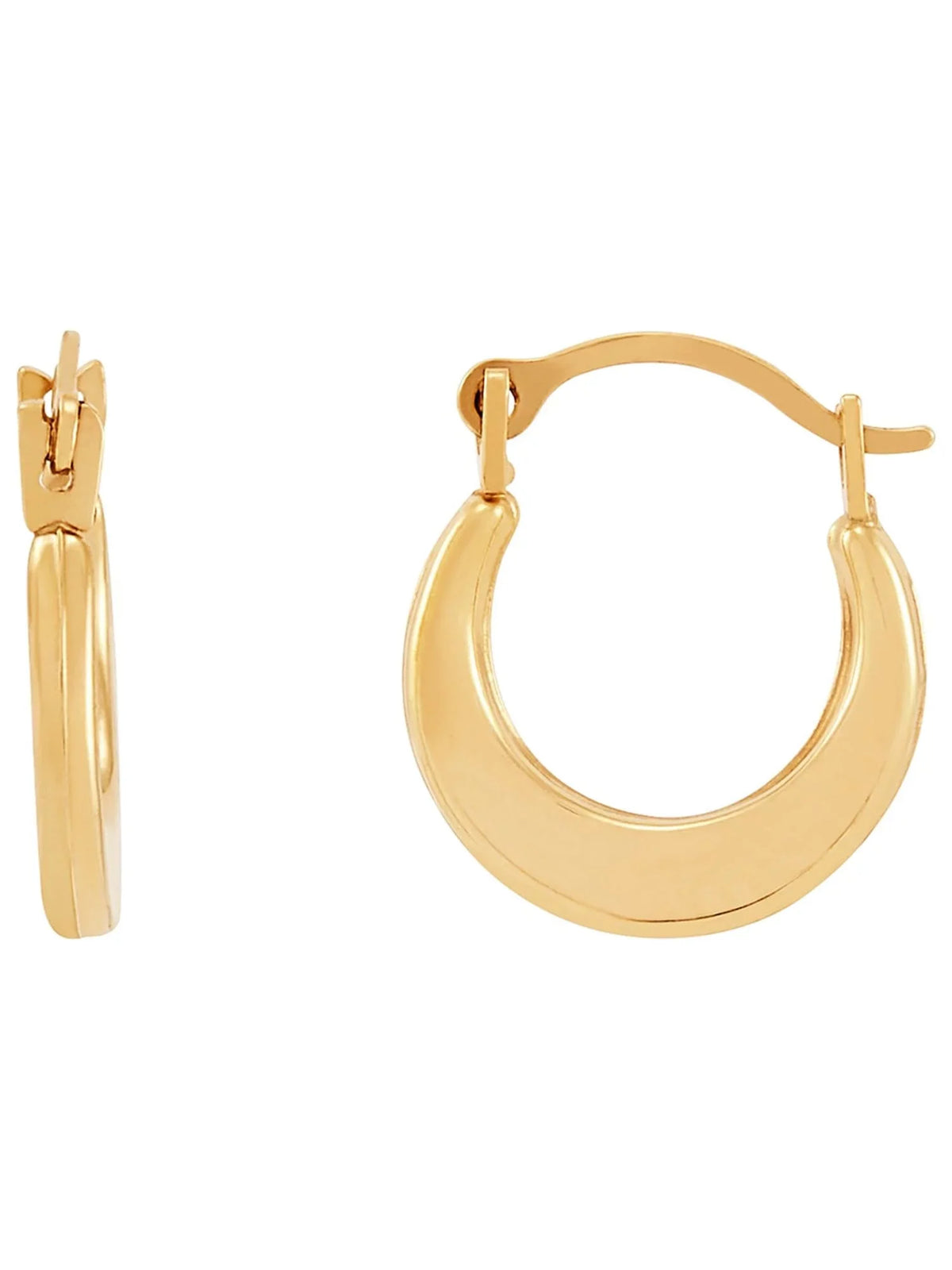 Yellow Jewelry Round Hoop 10K Plain Fine Earrings Gold Girls Hollow Brilliance