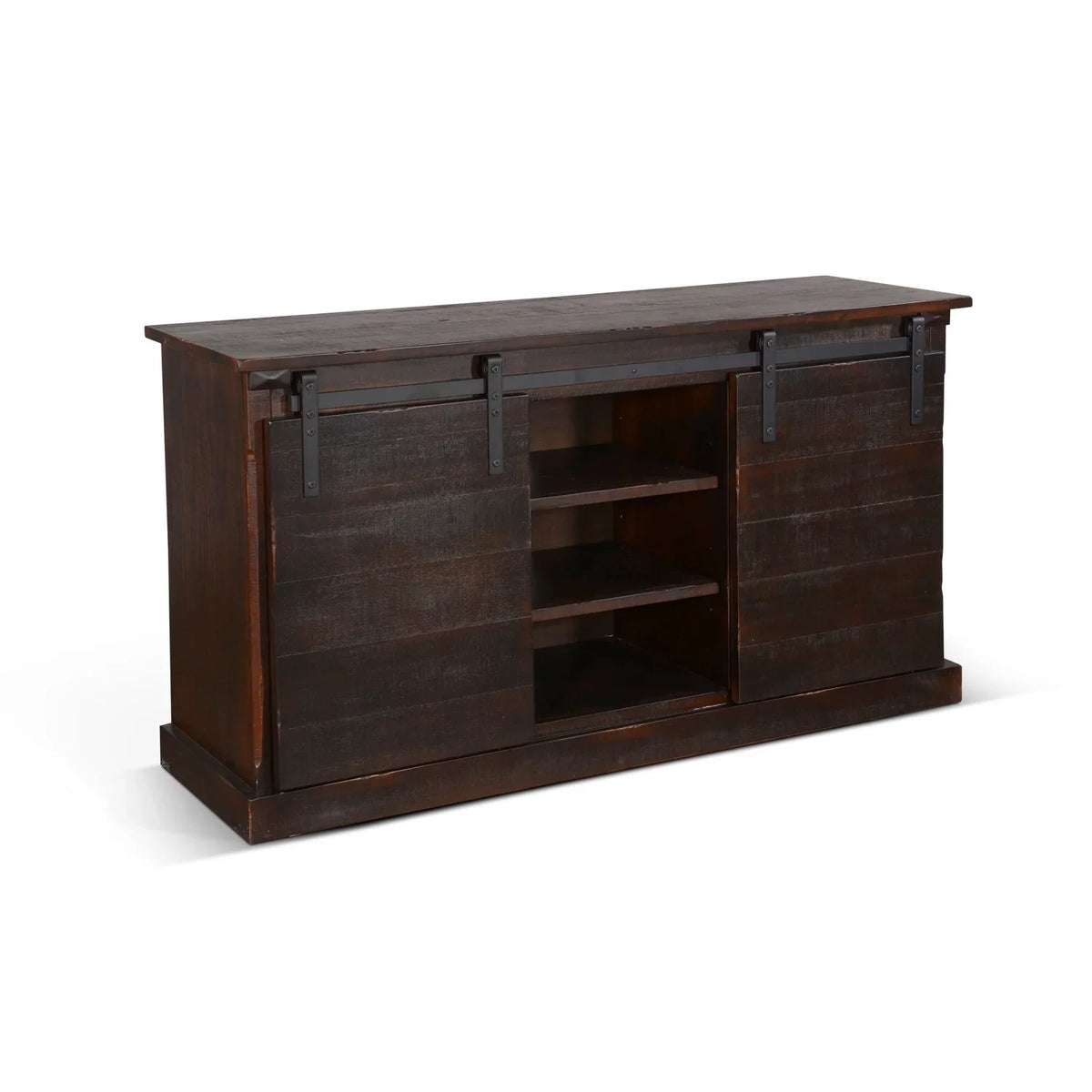 Console TV Charred in Door Barn Designs Farmhouse 65" Sunny Oak Wood