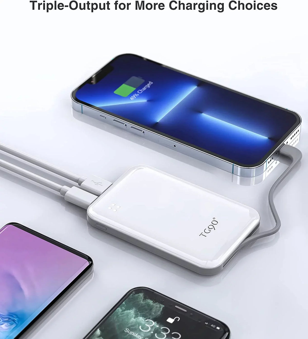 Built-in More Cable, Max/11/11 Max/X/XS/8/7/6/SE Charger Charger Phone White 13/13 and Max/12/12 Pro Compatible Pro Pro Power TG90 Mini with iPhone Bank Small Portable Portable with 4500mah Cell