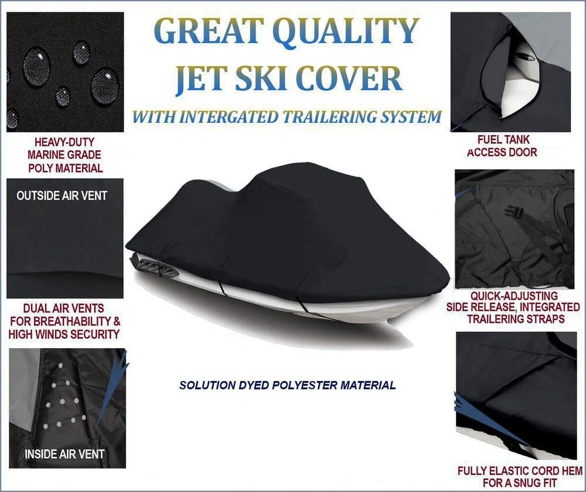 Compatible GTX Ski 2004 Sea-Doo Sea 600 Cover PWC Jetski 2005 SC Cover DENIER BLACK TEC for Jet 4 Doo Bombardier 2003 JetSki