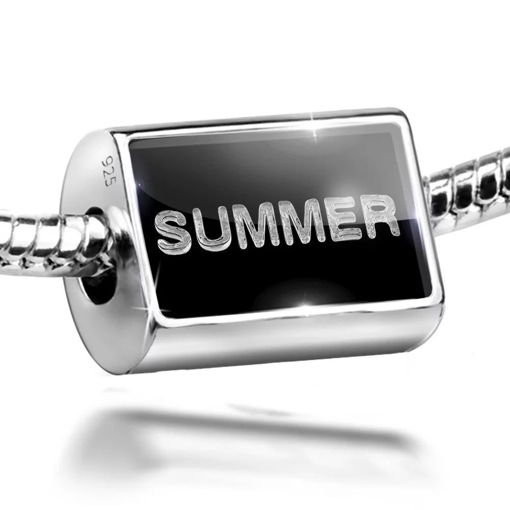 Neonblond Charm Bead on 925 Black Silver Sterling Cubes Clear Ice Summer