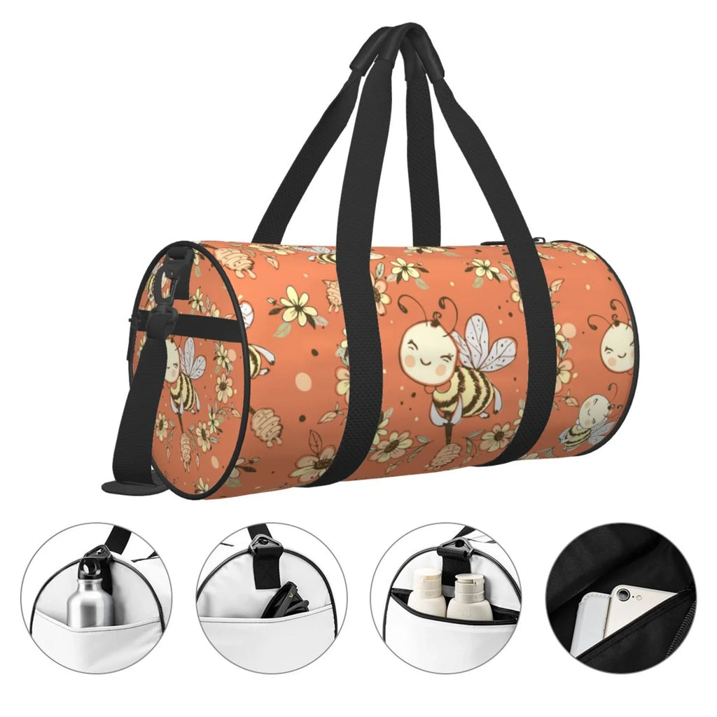 for Tote Weekenders Bag, Honeybees Cute Travel Men Sports Duffle Bag Women Gym Fantasy ZICANCN Bags