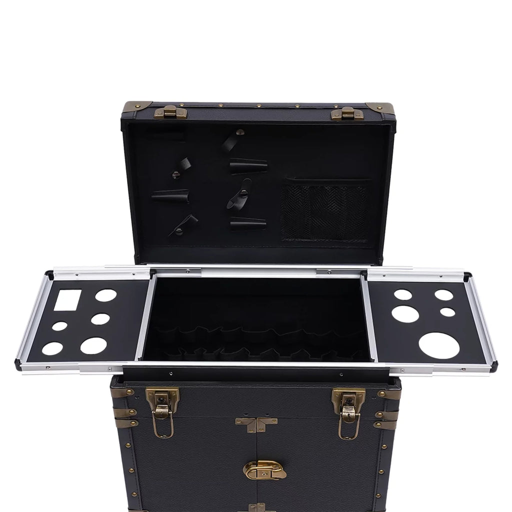 Travel Rolling Case, Beauty Holder Box Cosmetic Lockable Organizer Luggage, Salon Stylist Hairdressing Dryer with Makeup Train Miumaeov Hair Trolley Tool