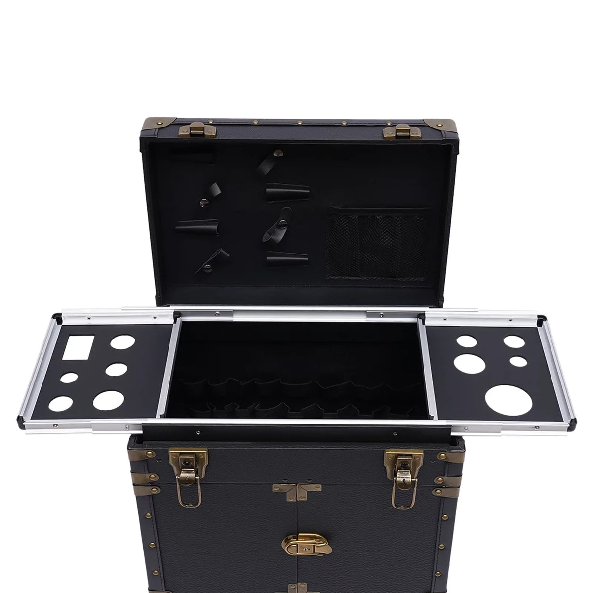 Travel Rolling Case, Beauty Holder Box Cosmetic Lockable Organizer Luggage, Salon Stylist Hairdressing Dryer with Makeup Train Miumaeov Hair Trolley Tool