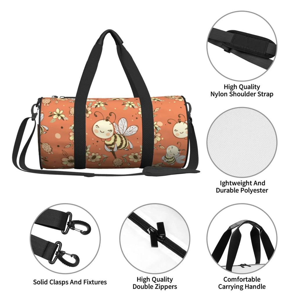 for Tote Weekenders Bag, Honeybees Cute Travel Men Sports Duffle Bag Women Gym Fantasy ZICANCN Bags