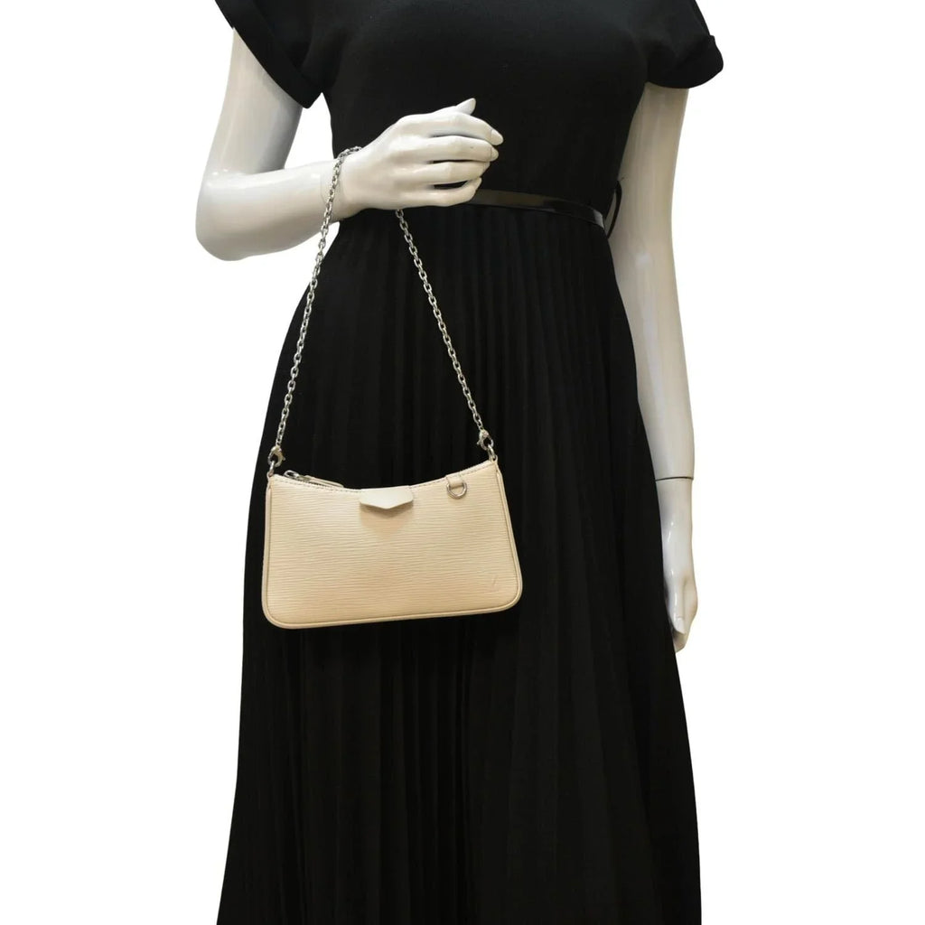 Cream Pouch Strap Leather Epi Easy Shoulder Bag Pre-owned On