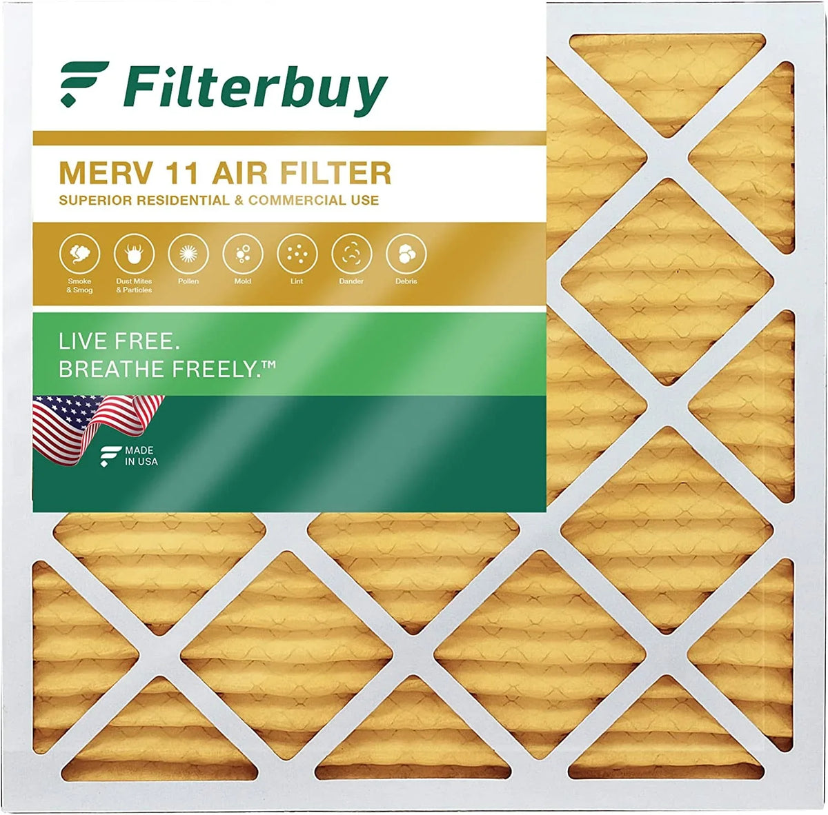 25x25x1 MERV (1-Pack) 11 Filterbuy AC Air Pleated Filters HVAC Furnace