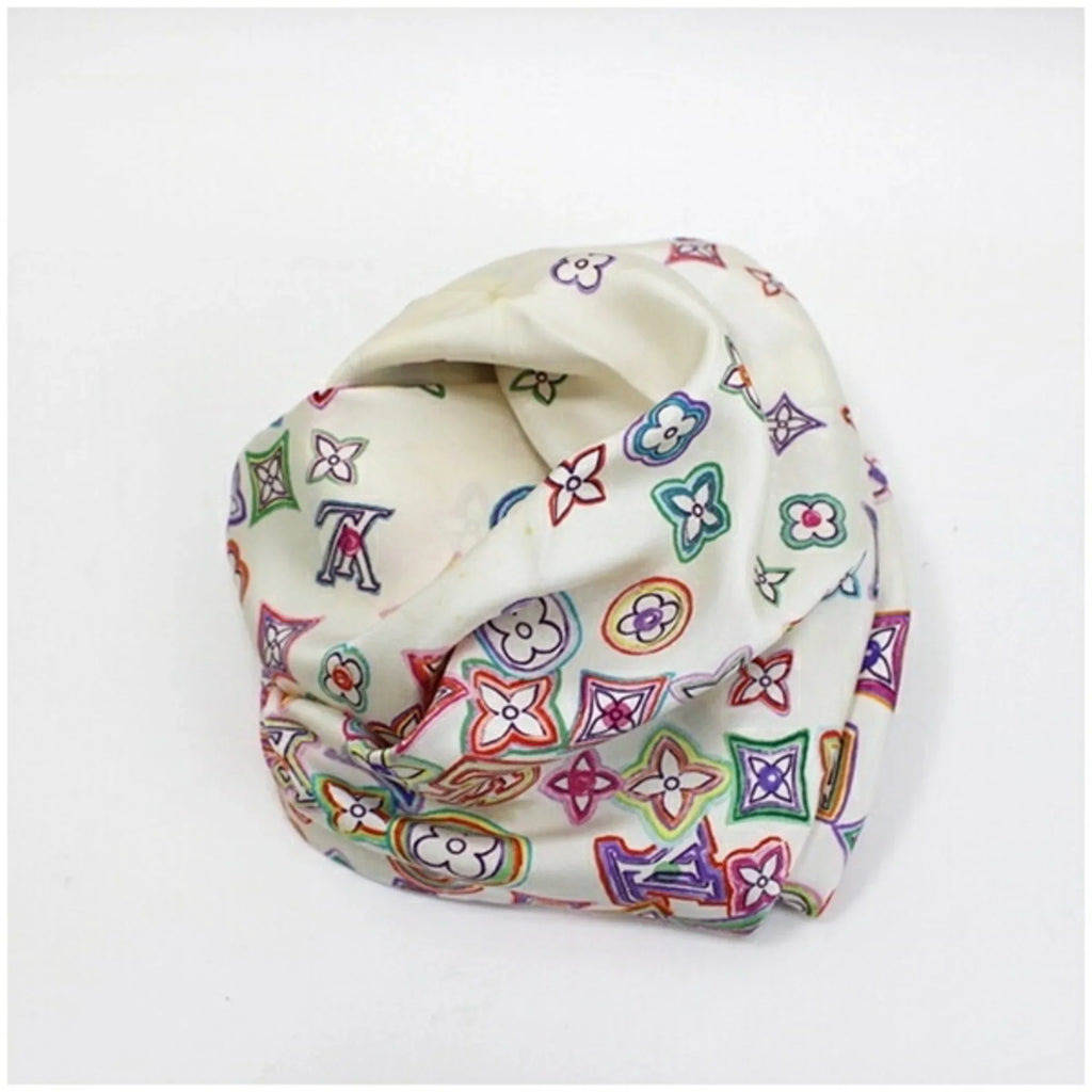 Multicolor Scarf Monogram Muffler Silk (Good) Women's White x Pre-Owned