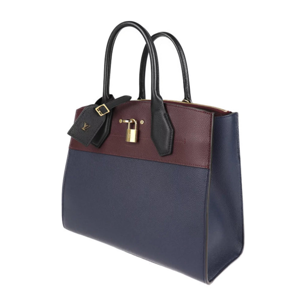 (Good) Noir Tote Steamer MM M54260 2WAY Bag Shoulder Marine Raisin Handbag Leather Pre-Owned City