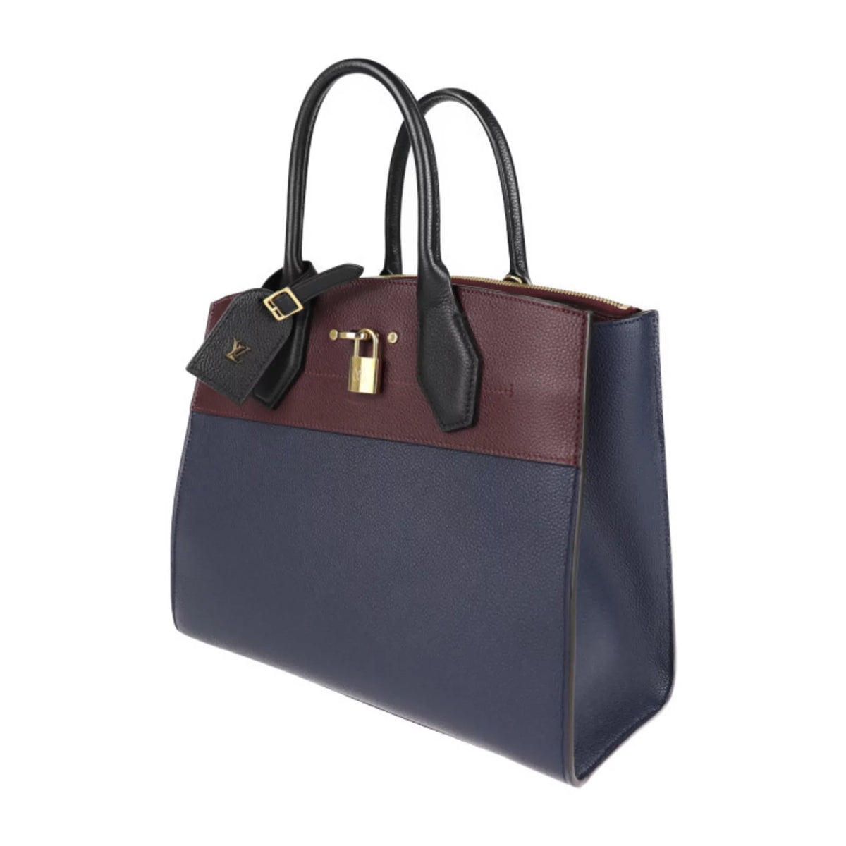(Good) Noir Tote Steamer MM M54260 2WAY Bag Shoulder Marine Raisin Handbag Leather Pre-Owned City