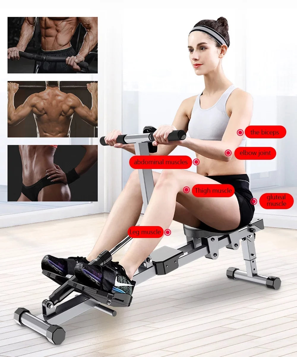 Exercise Cardio Mute Machine Home Rowing Folding Rower for Bar Workouts Single