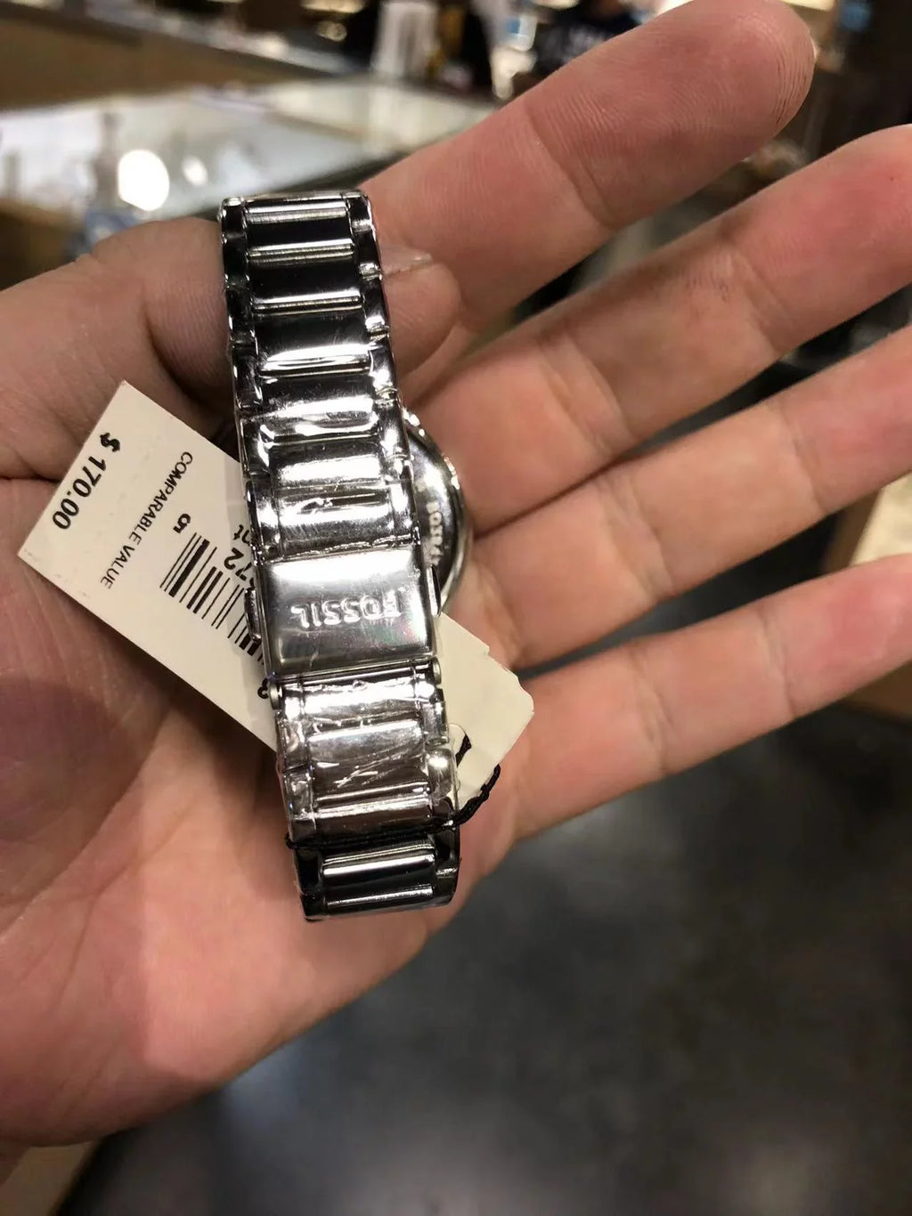 Date BQ3843 Fossil Watch Three-Hand Steel Stainless Ashtyn